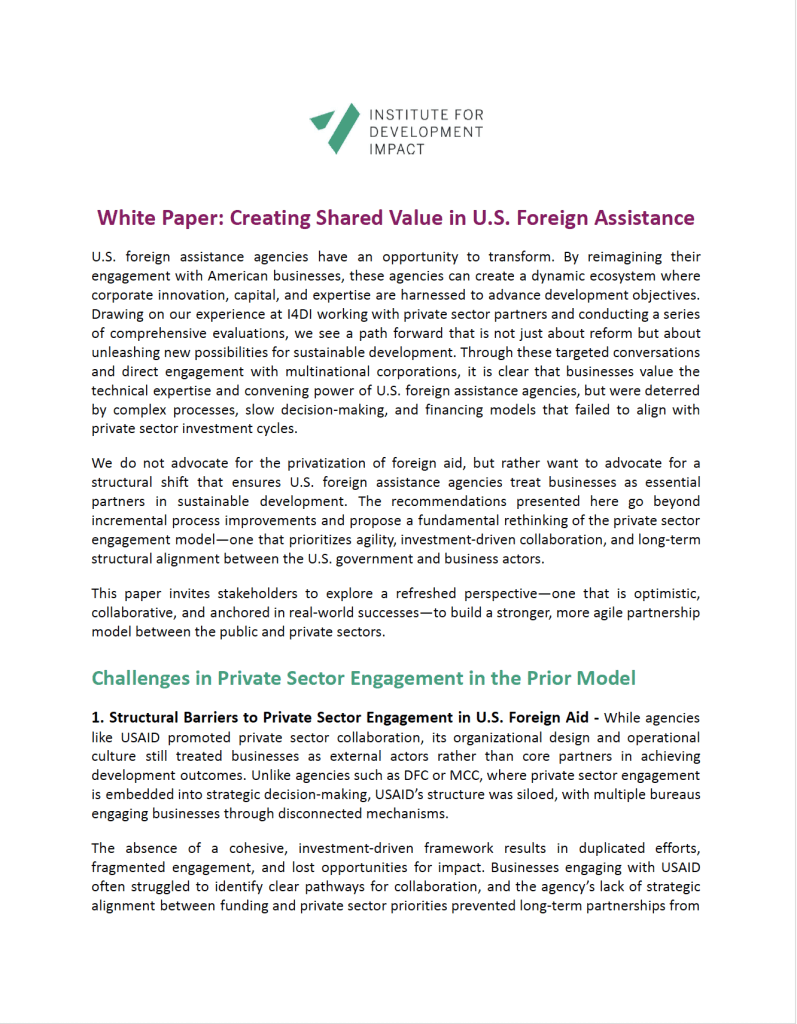 Rethinking Private Sector Engagement in U.S. Foreign Assistance